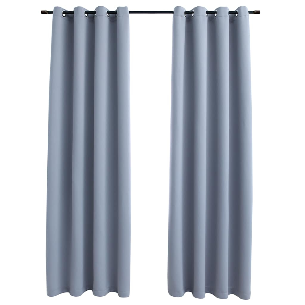 vidaXL cortinas opacas con anillas de metal 2 pzs gris 140x175 cm