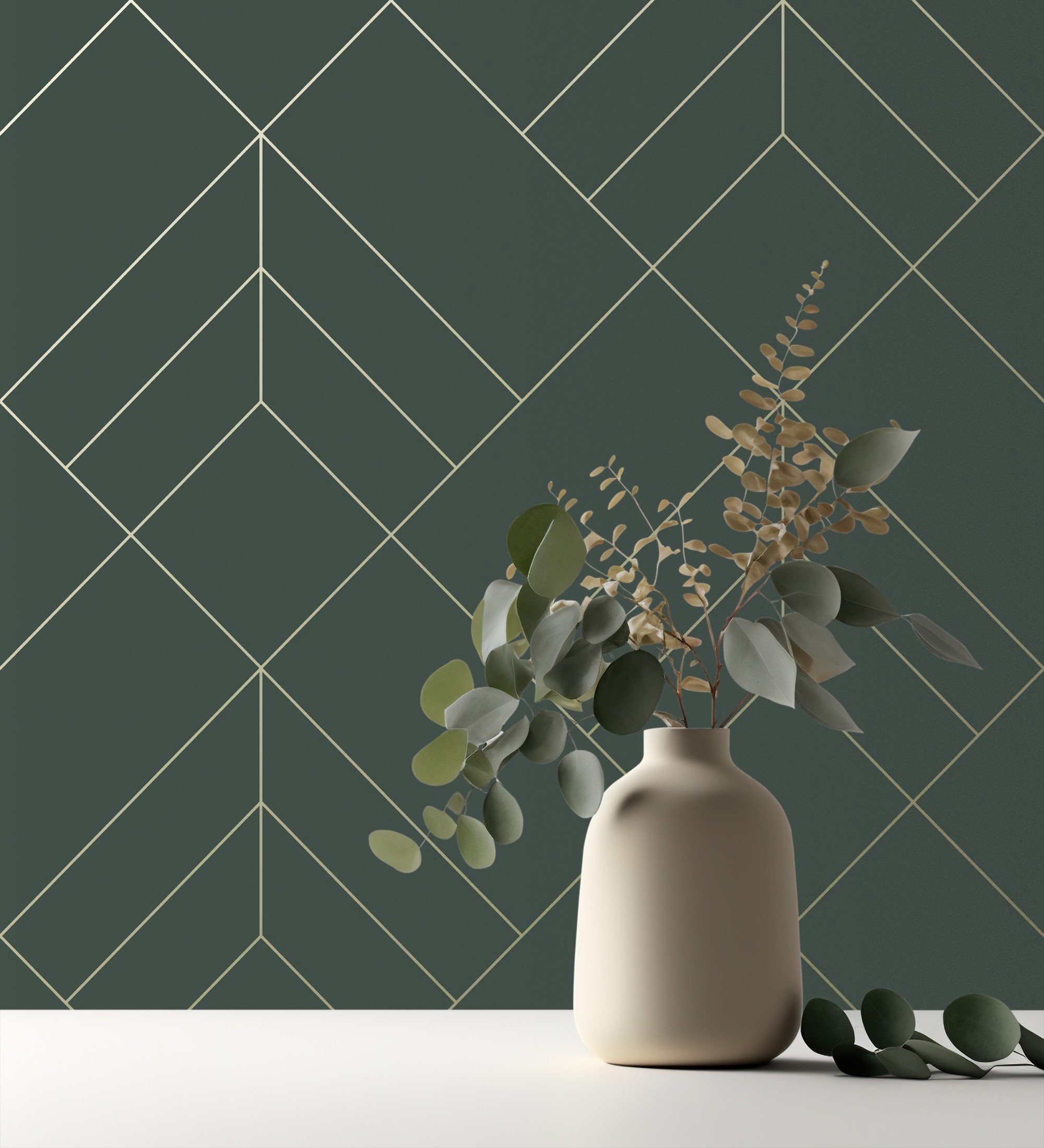 Papel pintado gaulan geométrico de rombos con líneas doradas 5.23m²