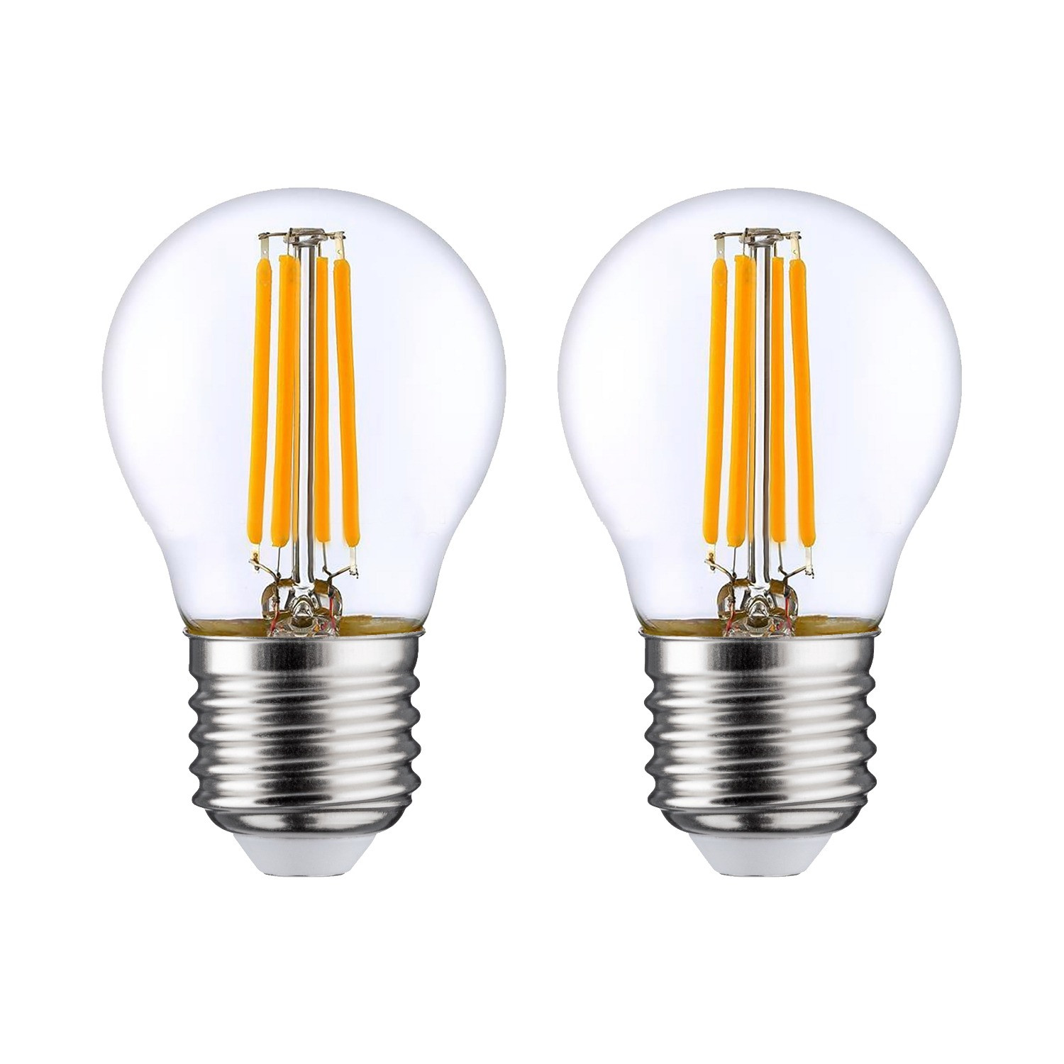 Pack 2 bombillas LED filamento esféricas E27 4w equi.40w 470lm 2700k