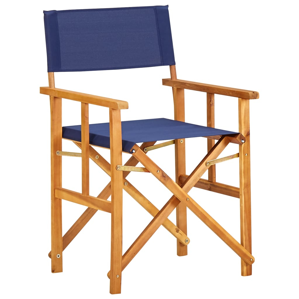 vidaXL silla de director madera maciza de acacia azul