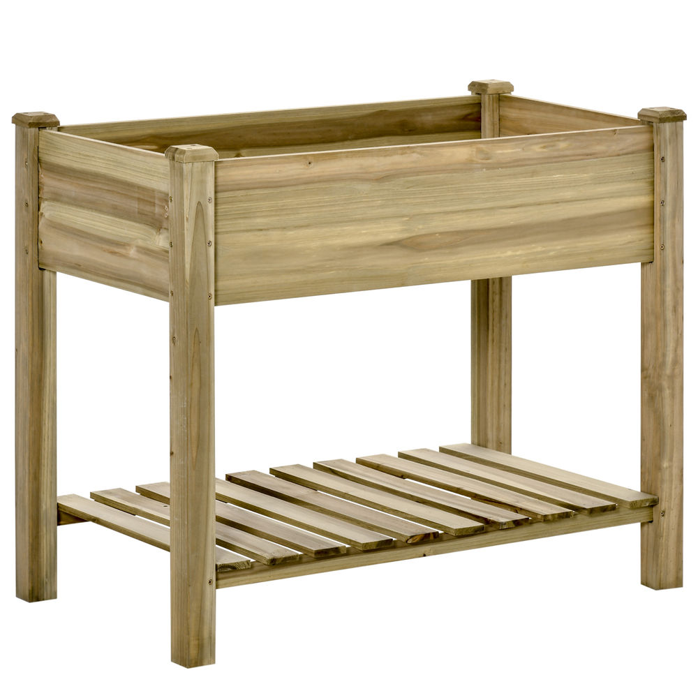 Huerto urbano de madera 91x51x76 cm madera de abeto color marrón Outsunny