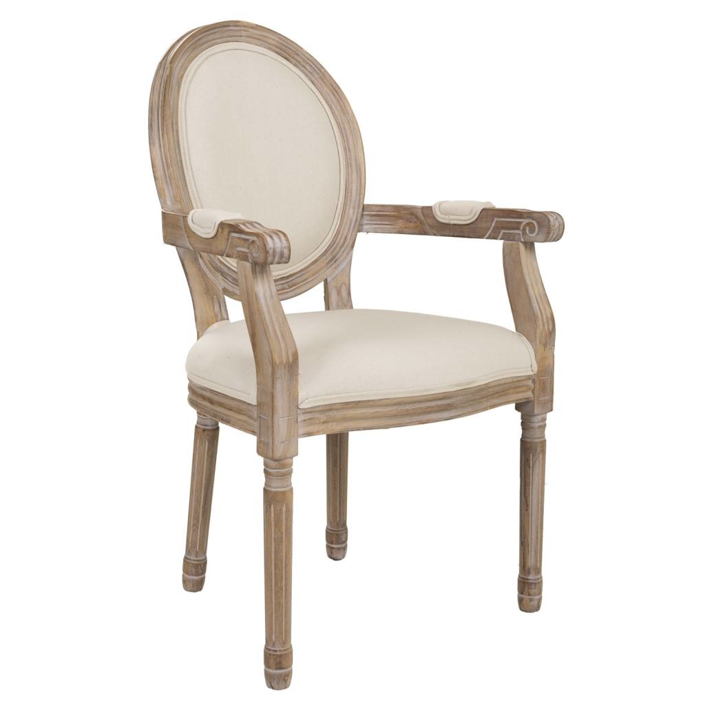 Silla de madera tapizada color beige 55x46x48/96