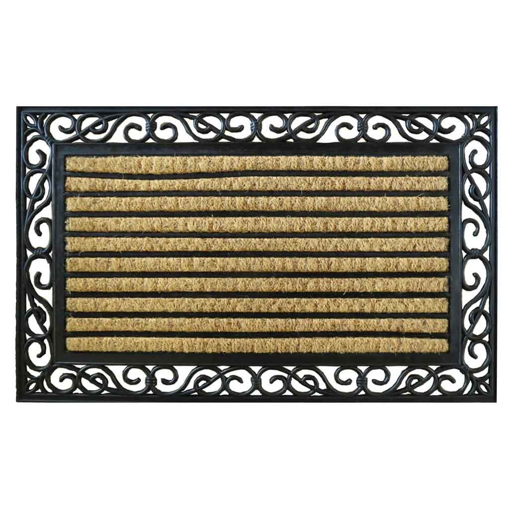 Felpudo de caucho y coco natural marron 75x45x1