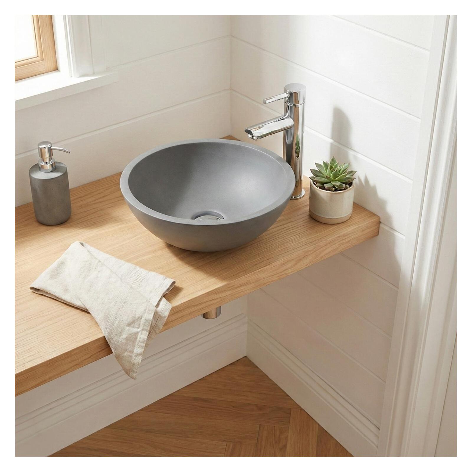 Lavabo sobre encimera redondo soho de 26 cm en hormigón gris