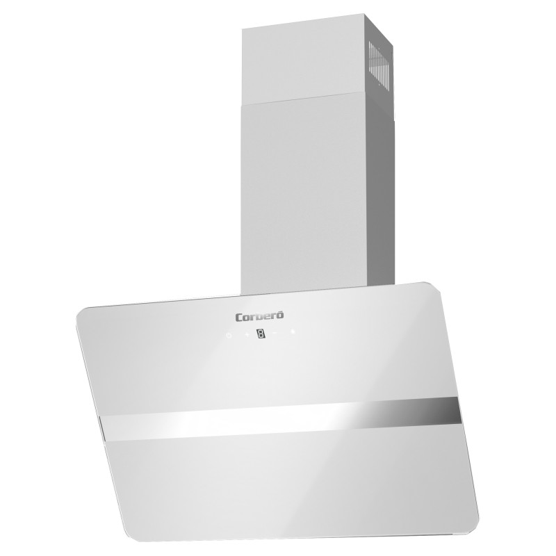 Campana corbero victoria660w decorativa 60 cm cristal blanco 3 velocidades