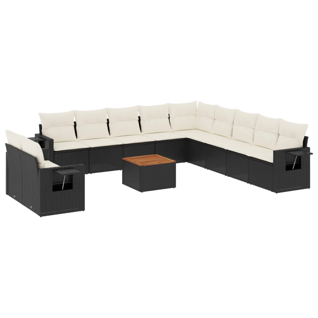 vidaXL set de sofás de jardín 12 piezas cojines ratán sintético negro
