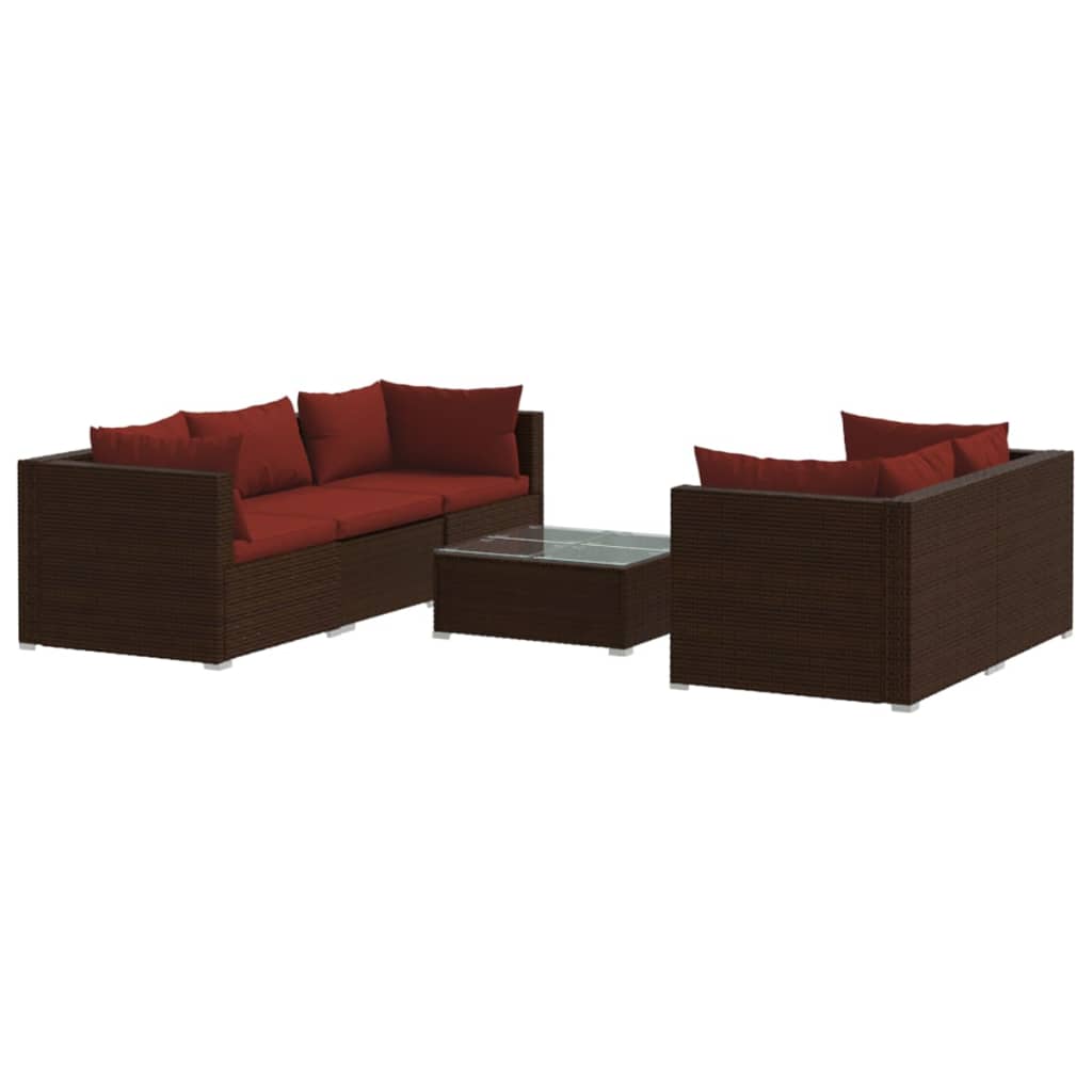 vidaXL set muebles de jardín 6 piezas y cojines ratán sintético marrón