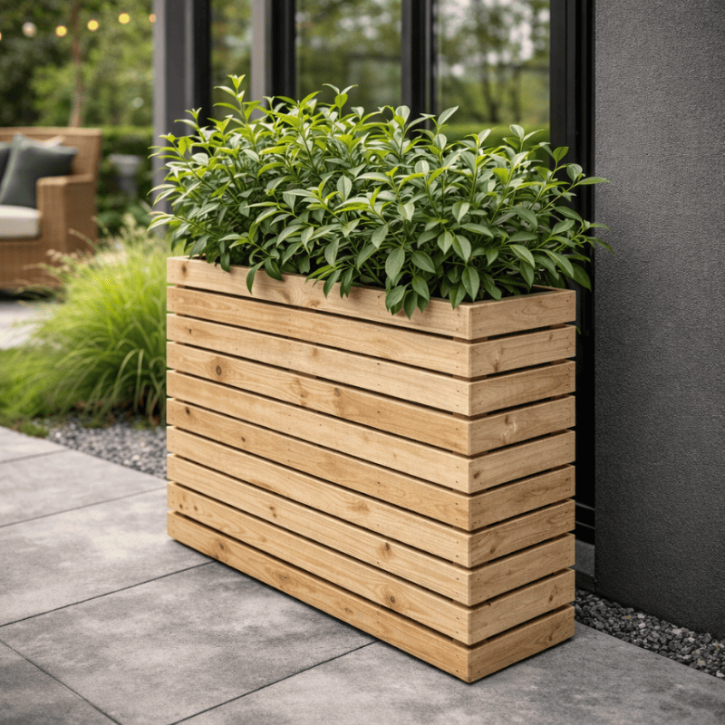 Jardinera luxe torre de madera tratada vidahuerto 100x30x90 cm.