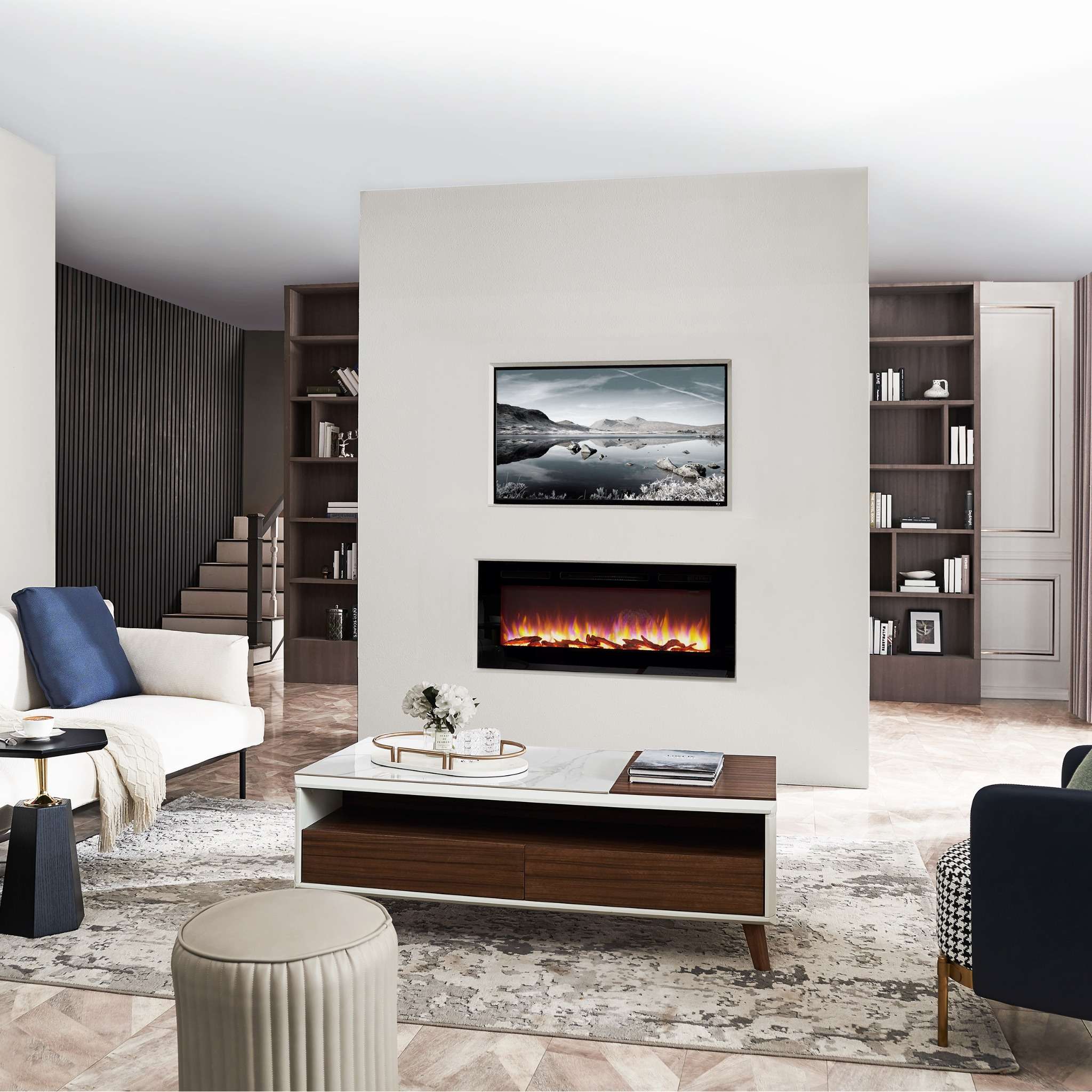 Chimenea eléctrica BALDERIA Fiamma 60 - chimenea empotrable, 2000 W - negro