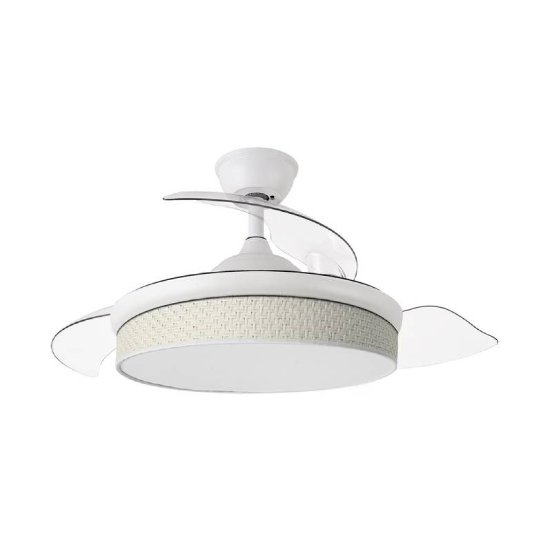 Ventilador dc moda 72w blanco/cañizo blanco 3 aspas