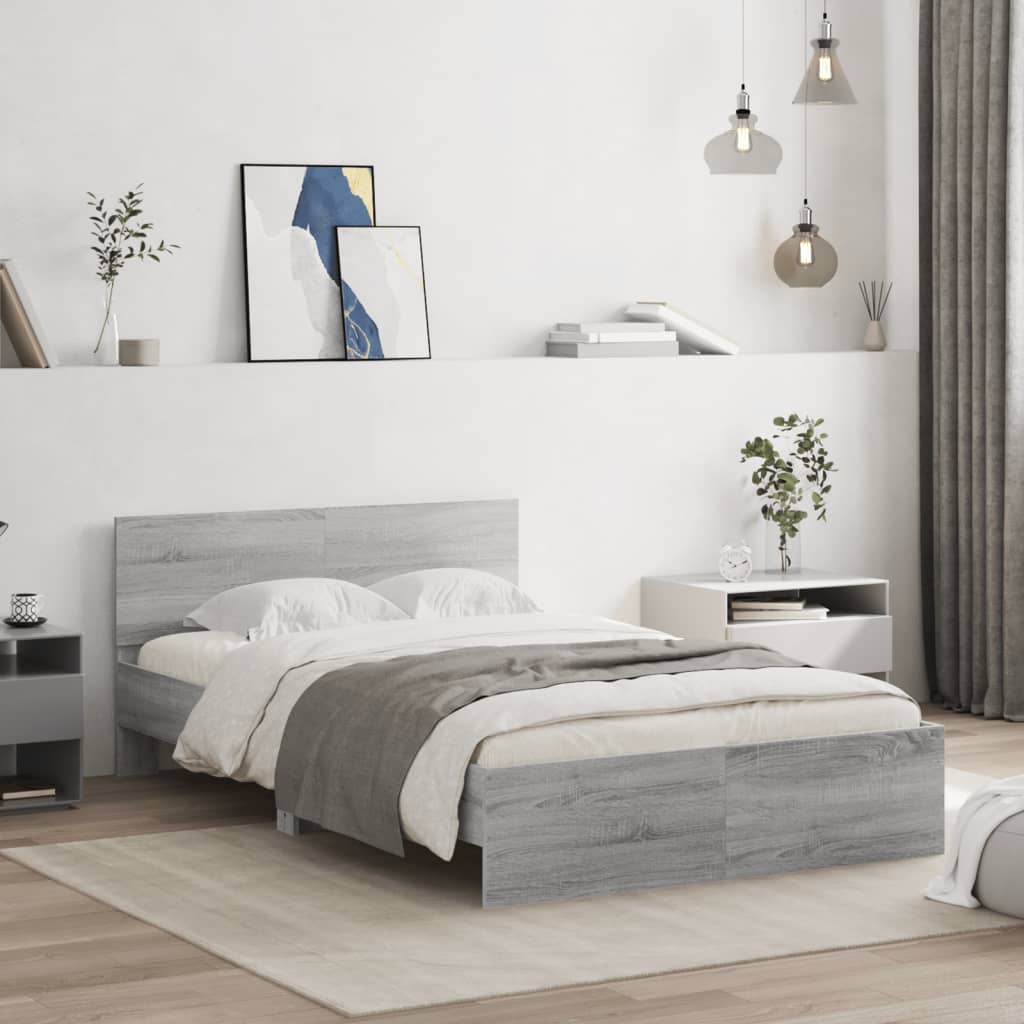 Cama con cabecero gris sonoma 120x190 cm