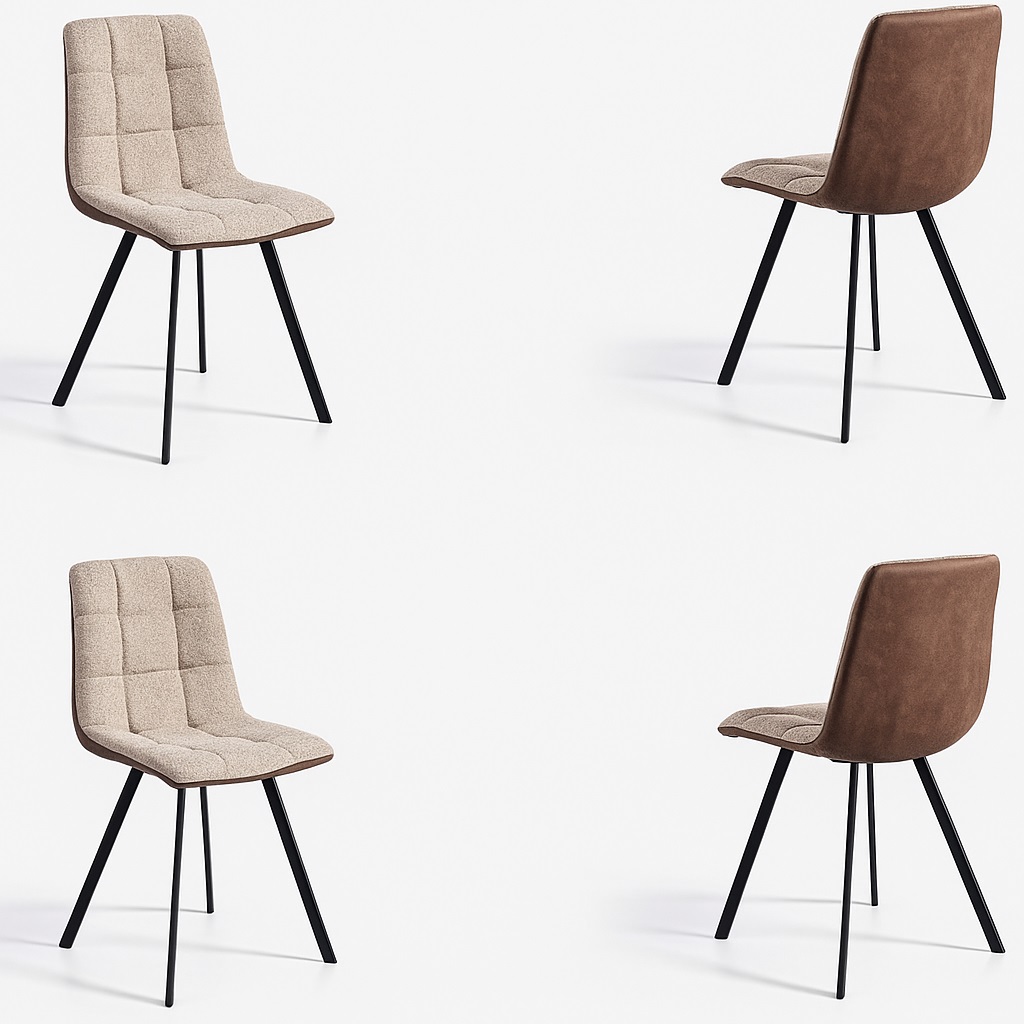 Momma Home set de 4 sillas de comedor wayne en polipiel marrón y tela beige