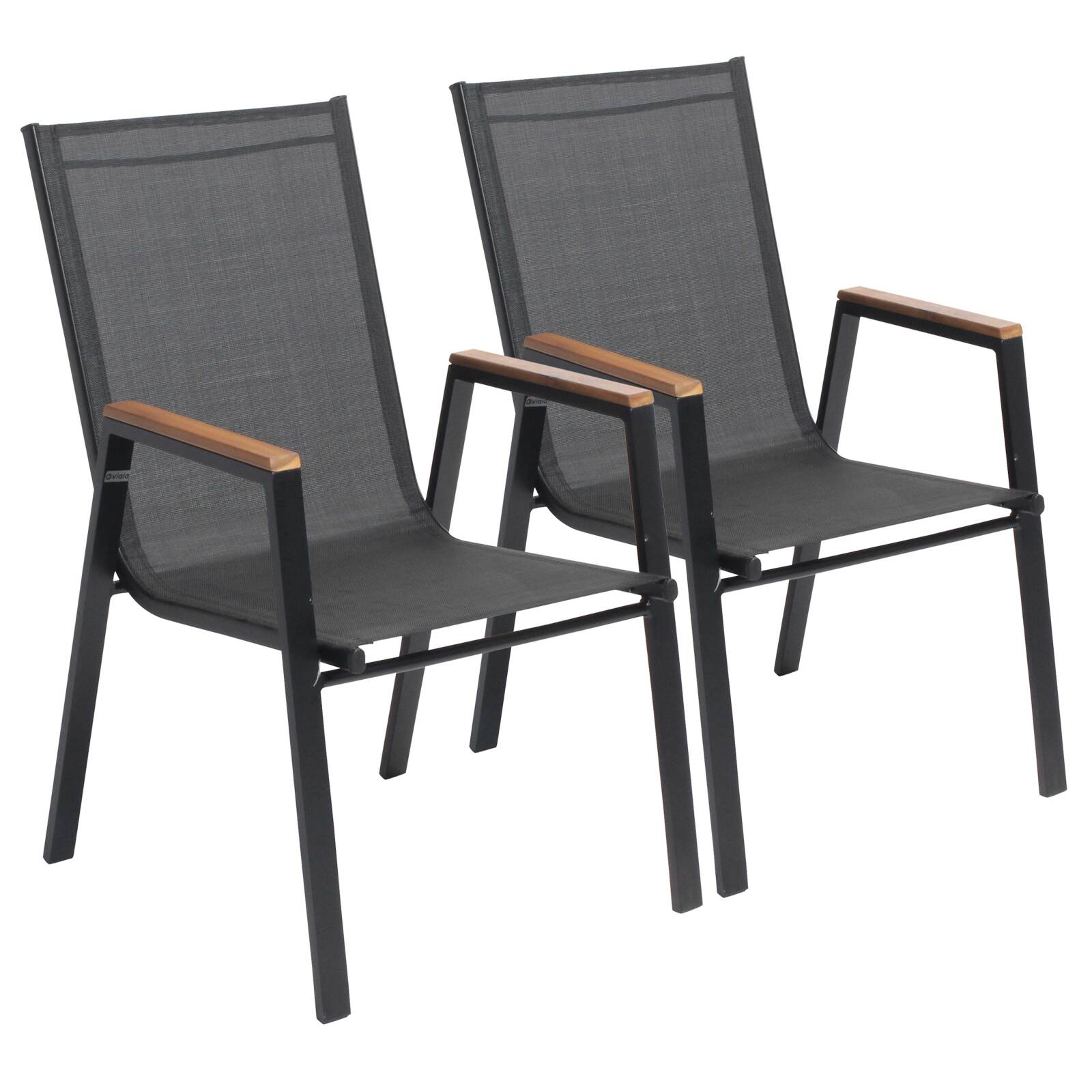 Oviala - conjunto de dos sillones de jardín en aluminio y madera