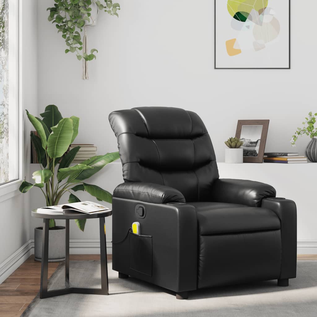 Sillón de masaje reclinable cuero sintético negro qweo6845