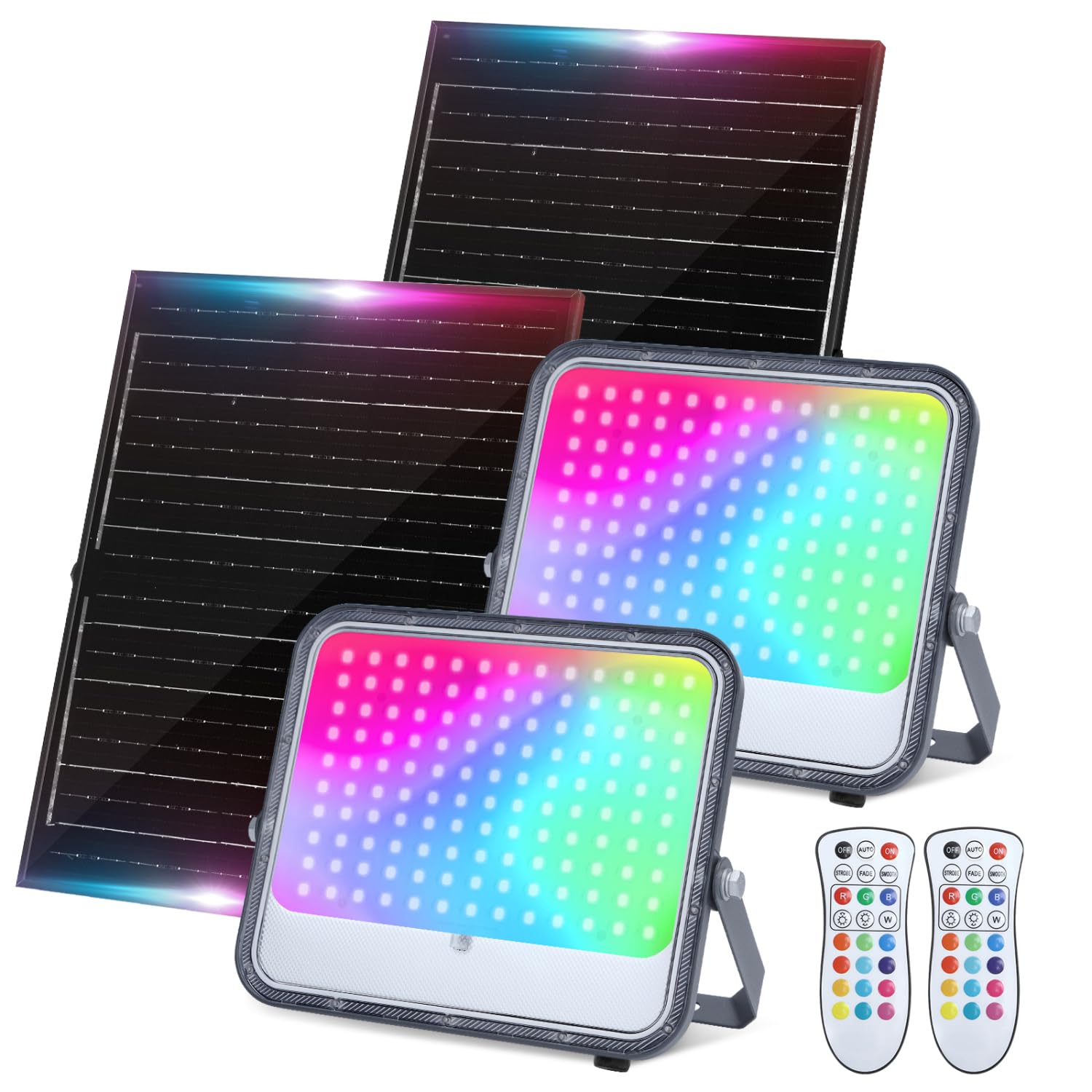 Aigostar focos LED exterior solares rgbw 200w rgb+6500k, 2 pcs
