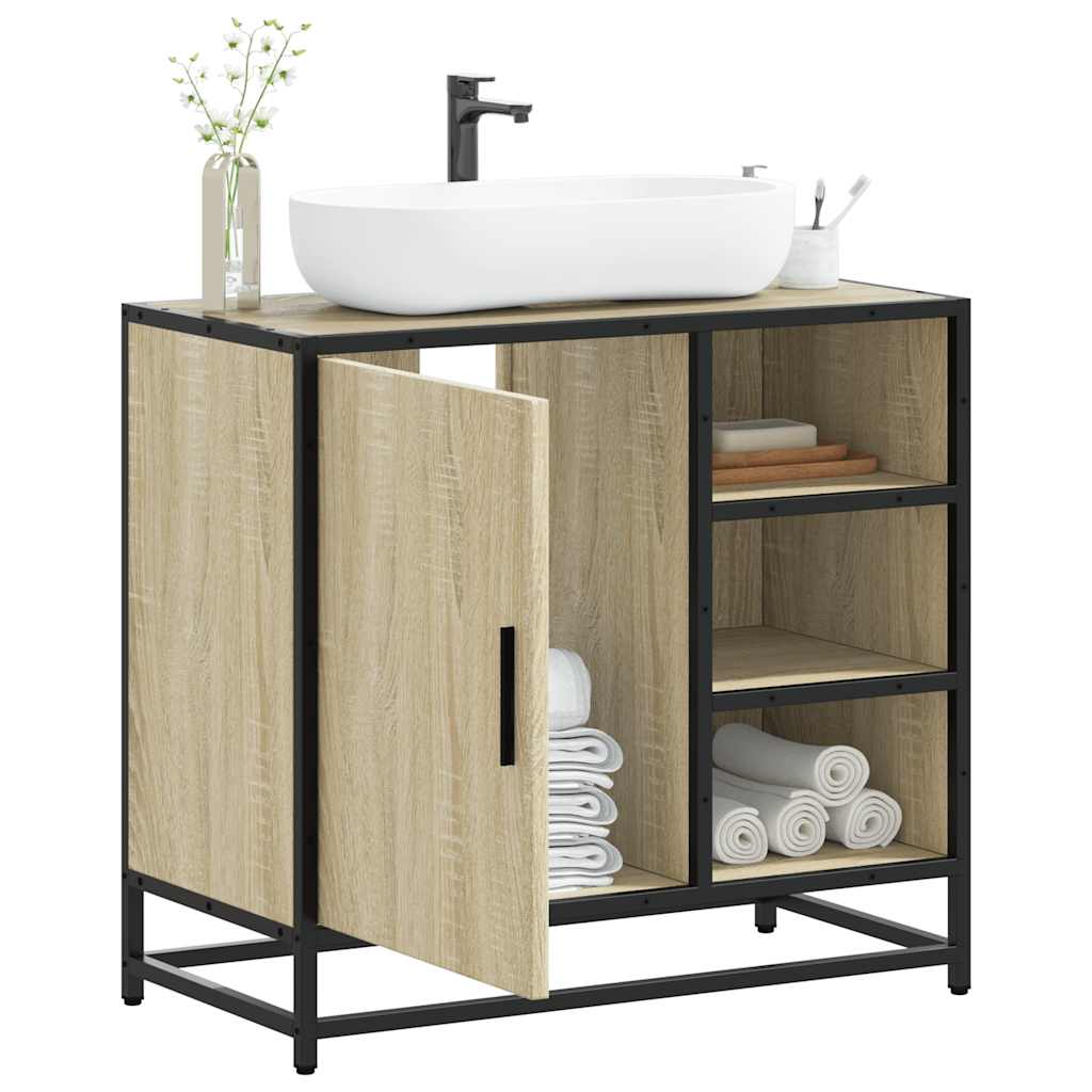 Armario de lavabo de baño madera roble sonoma 65x33x60 cm esb4580