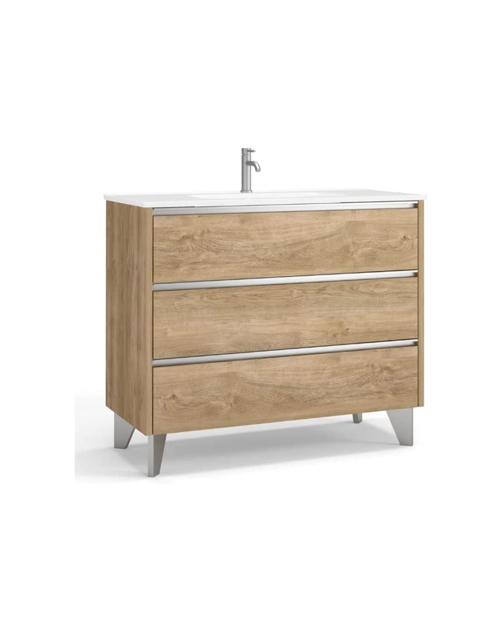 Mueble de baño al suelo con lavabo fondo reducido| 70 cm - roble natural