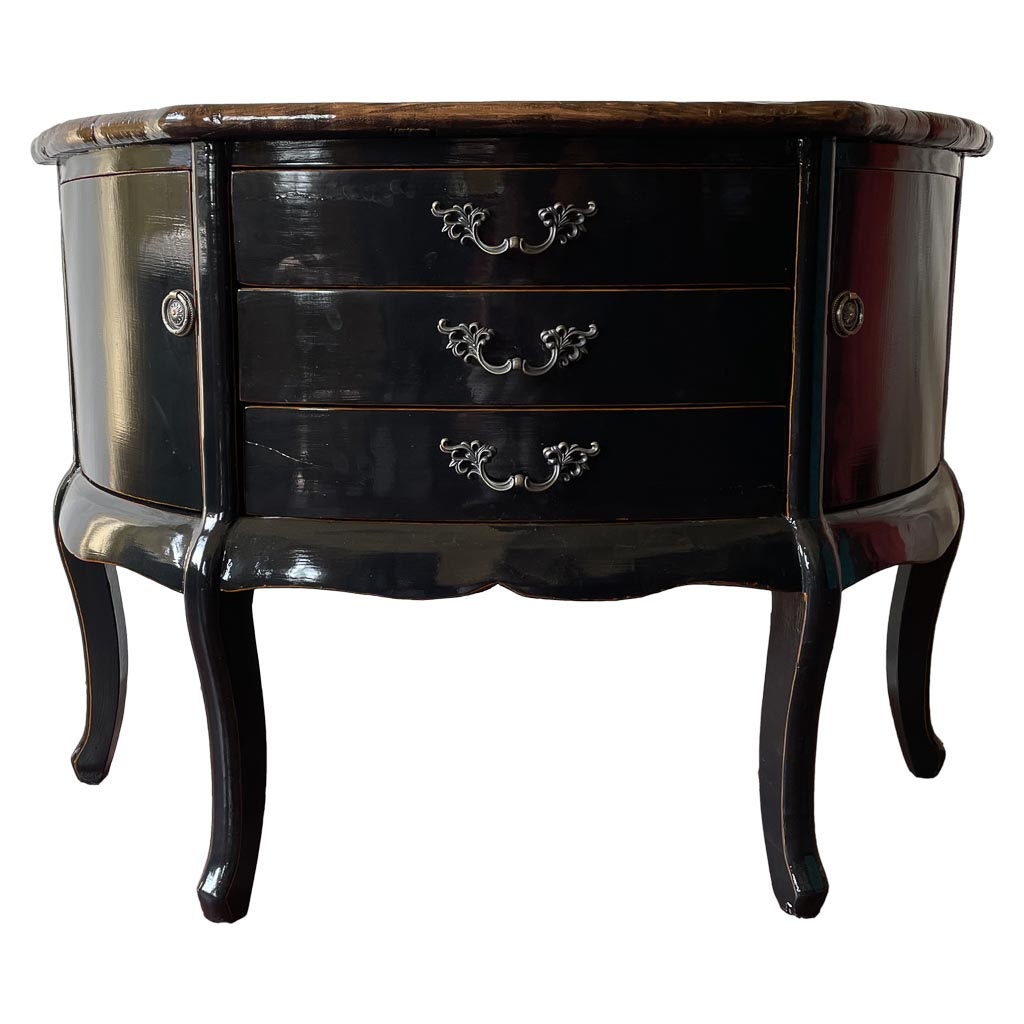 Aparador de madera artesanal negro 115x45x83h cm