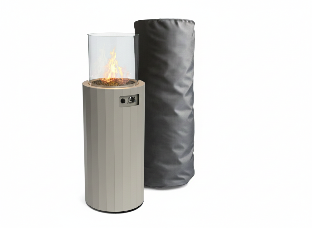 Calefactor de gas exterior bino hasta 8 kw cilíndrico portátil gris claro