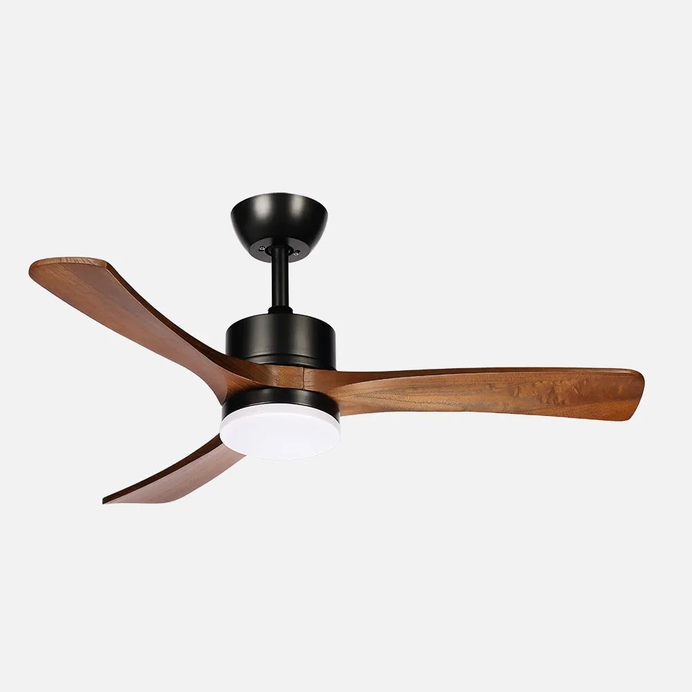 Ventilador dc hellin 18w negro/roble 3aspas 6vel 106d luz opcional 2250l m3