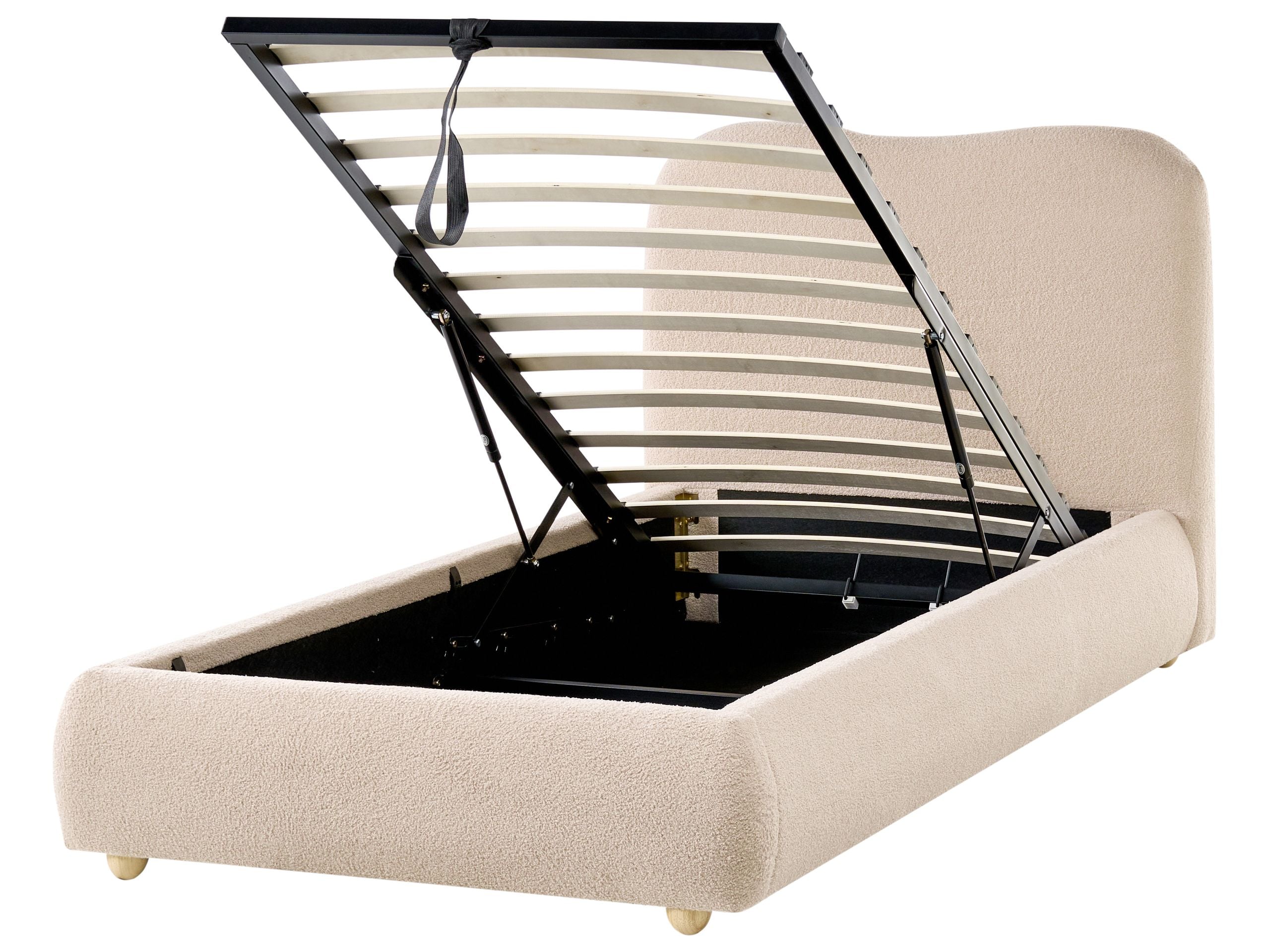 Cama con almacenaje blagnac bouclé beige 90 x 200 cm