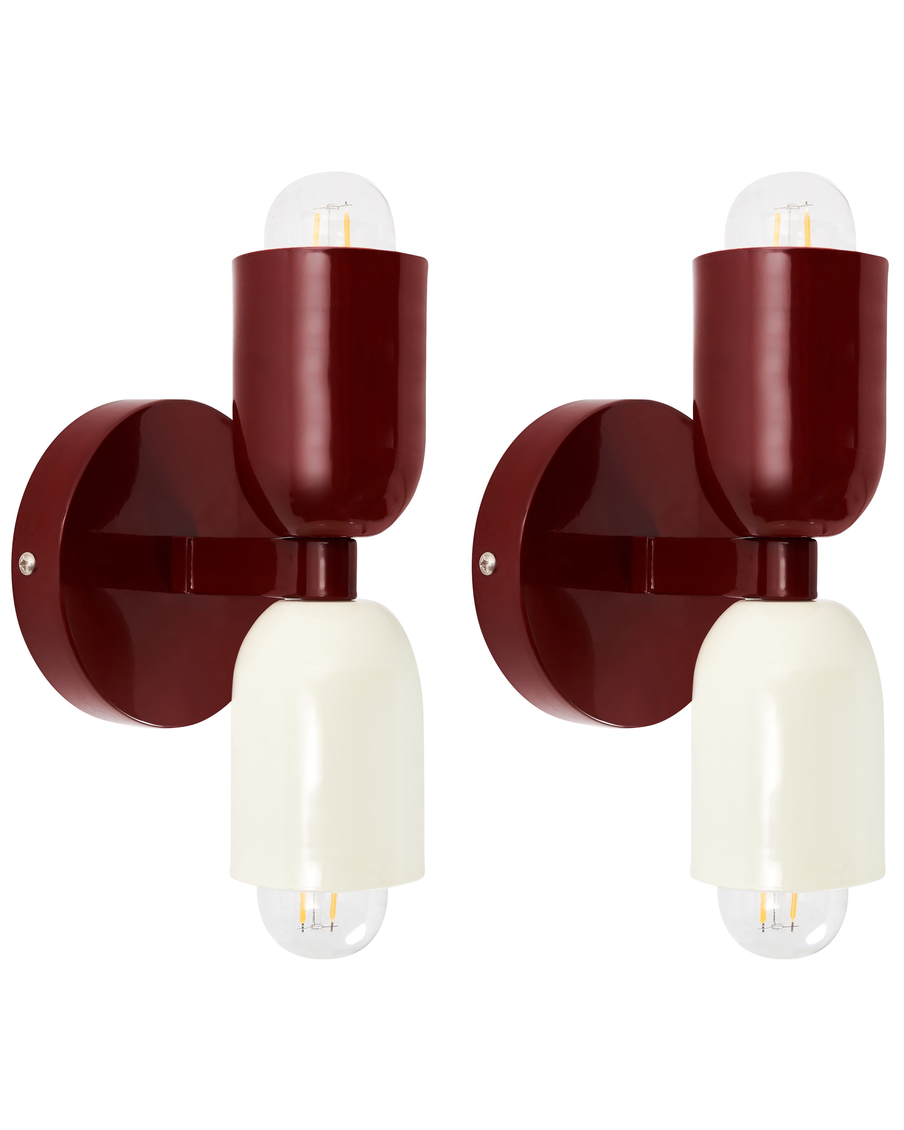 Conjunto de 2 lámparas de pared topi metal rojo