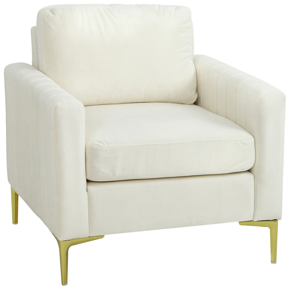 Butaca de salón 81x77x81 cm terciopelo color beige Homcom