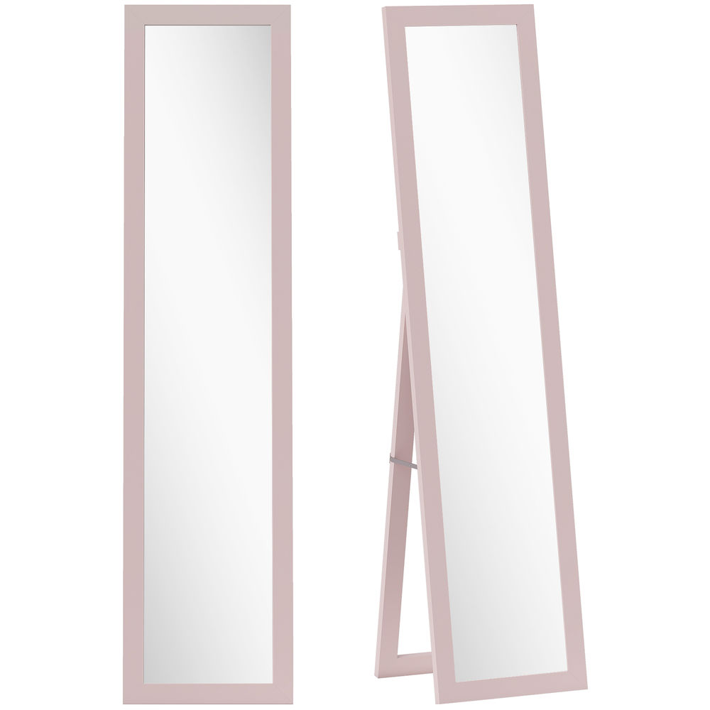 Espejo cuerpo entero 37x3.8x157 cm mdf, vidrio templado color rosa Homcom