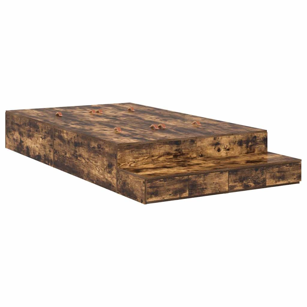 vidaXL cama con almacenamiento roble ahumado 226.5 x 120 x 31.5 cm