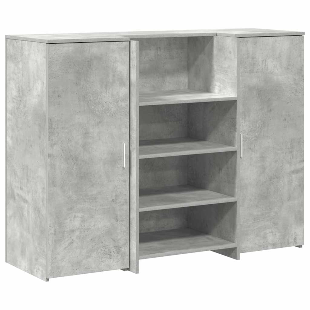 Mostrador de recepción de 135 x 50 x 103,5 cm, color gris cemento y madera