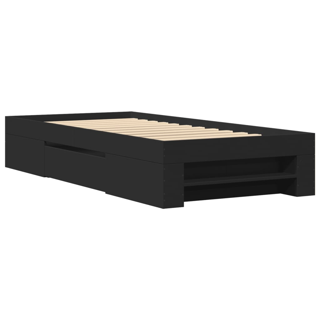 vidaXL estructura de cama madera de ingeniería negra 90x190 cm