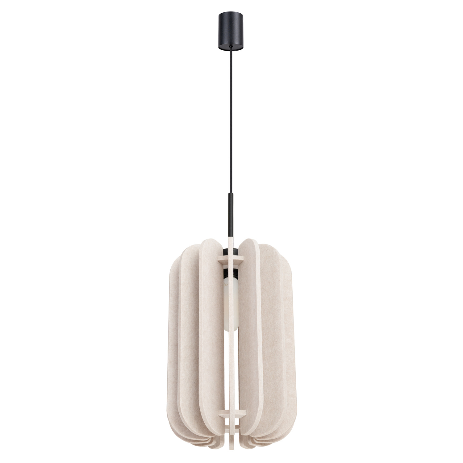 Lámpara colgante mula 1 beige/negro fieltro/acero 27x165x27cm
