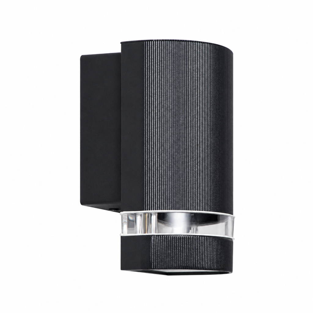 Aplique exterior negro de aluminio 16 cm GU10 IP54 luz descendente