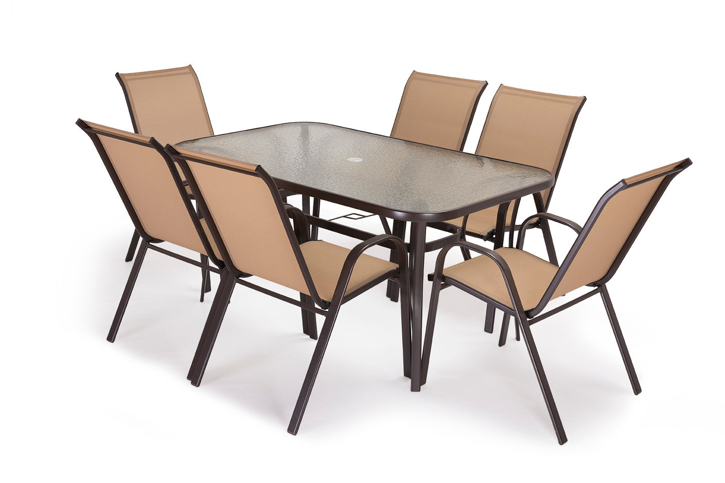 Mesa de cristal templado hc + 6 sillas. Muebles de jardin y terraza,