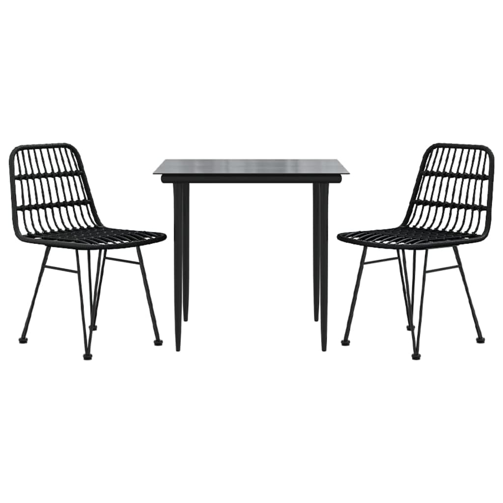 vidaXL juego de comedor de jardín 3 piezas ratán sintético negro