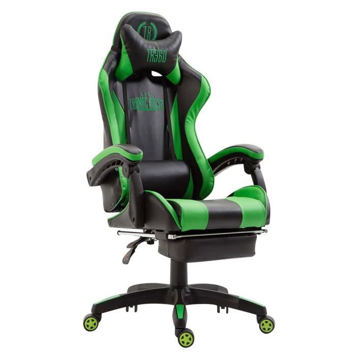 Silla de oficina gamer - polipiel - negro verde