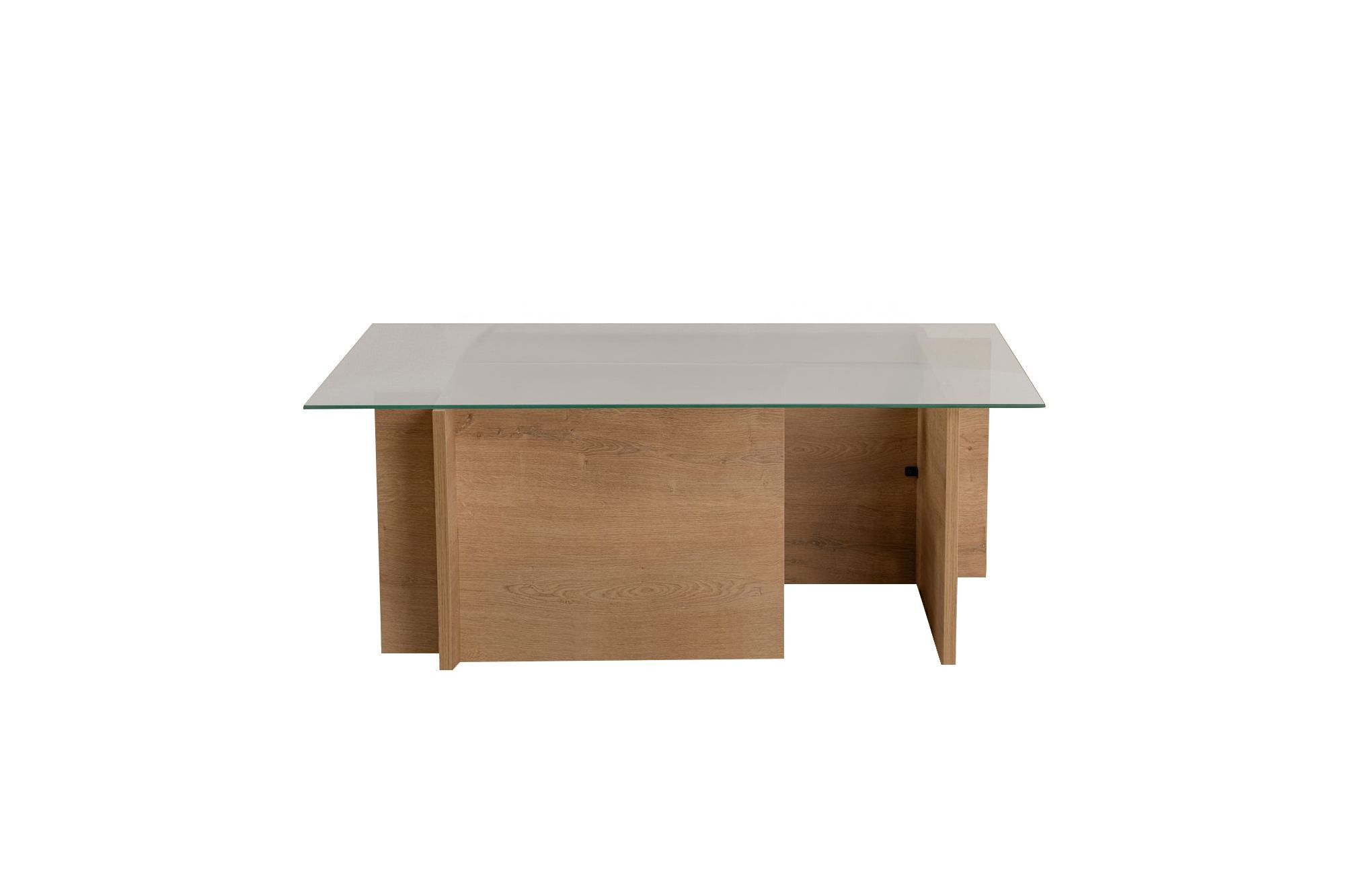 Mesa de centro de cristal <<vetrino>> 105 x 65 x 40 cm - roble miel