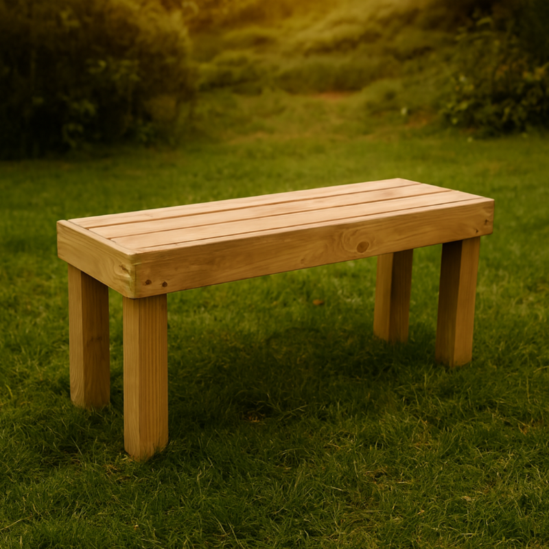 Banco jardín de madera tratada para exterior de 100x33x50 cm - vidahuerto