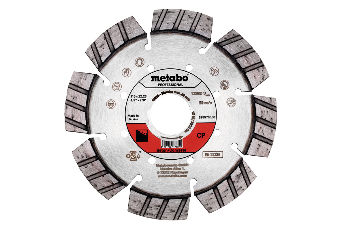 Metabo disco de cortar de diamante 115x22,23mm, "cp", hormigón