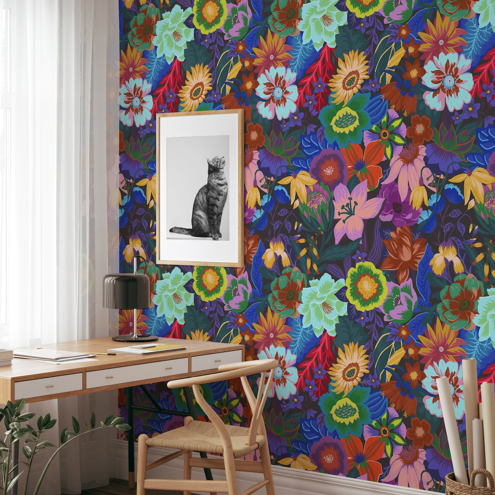Papel pintado fantasía floral