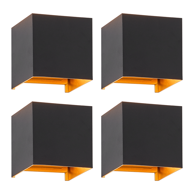 Nettlife aplique pared negra LED 10x10 4er-set
