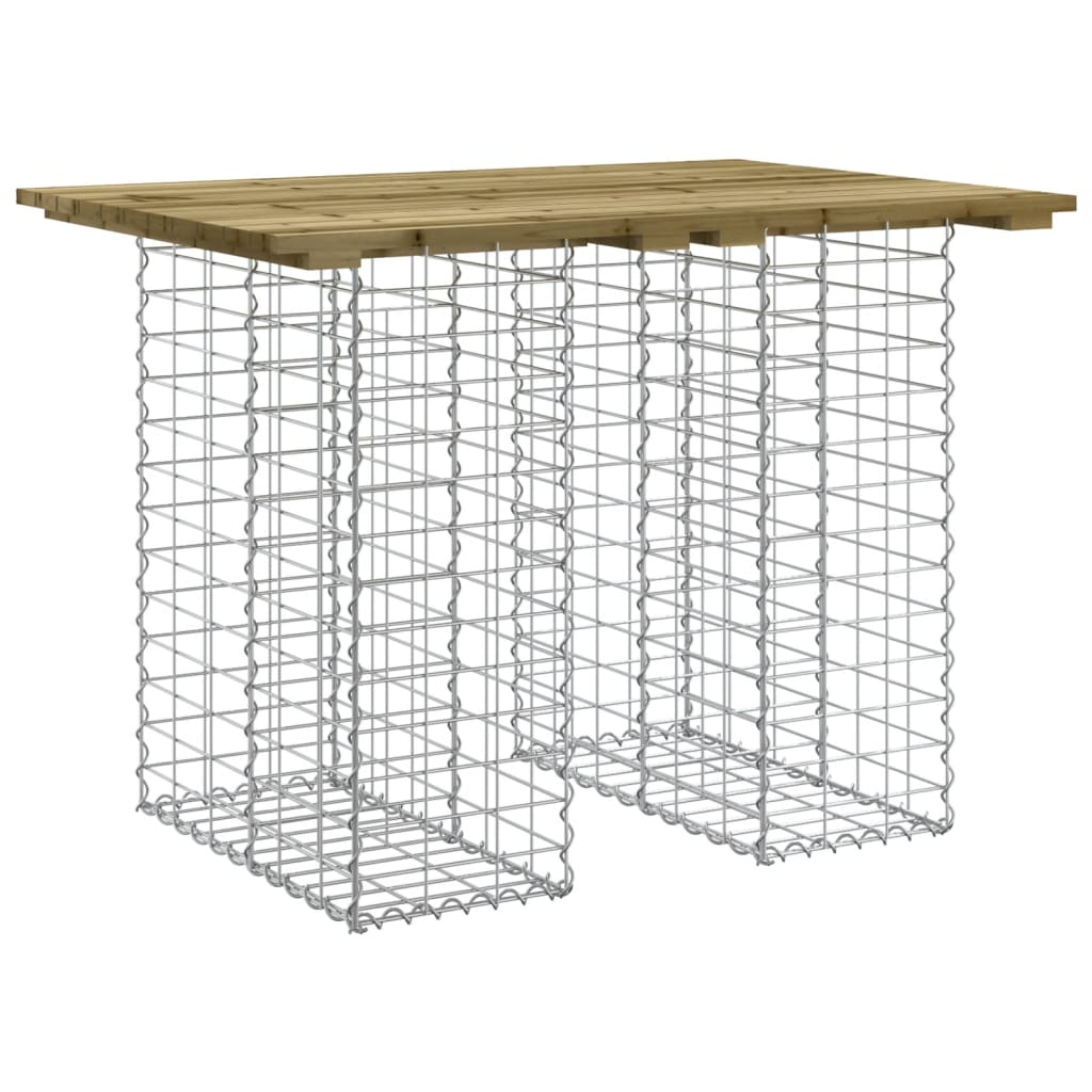 vidaXL mesa de jardín con diseño de gaviones, 100 x 70 x 72 cm, madera de