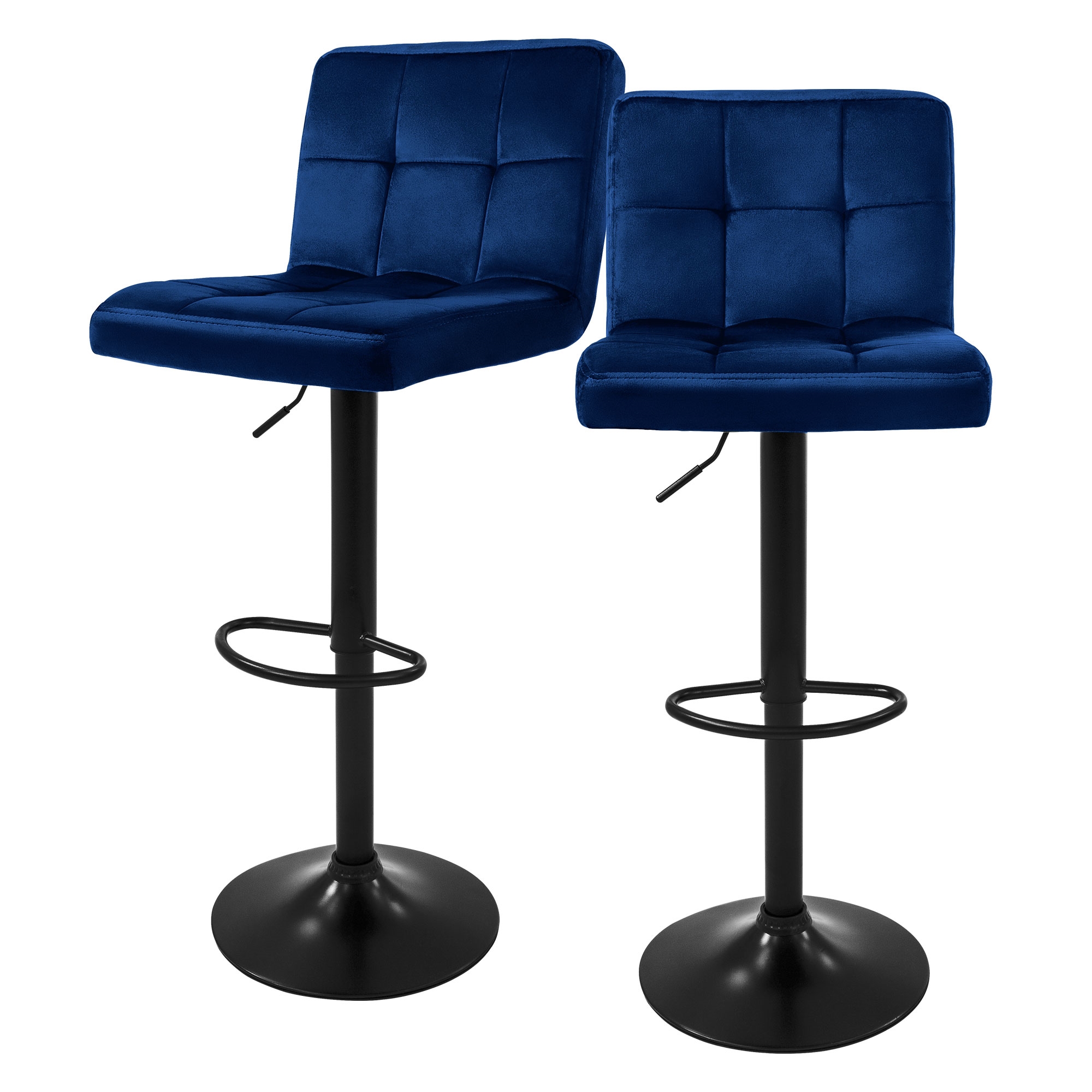 Set 2x taburetes de bar de terciopelo azul silla giratoria 360°