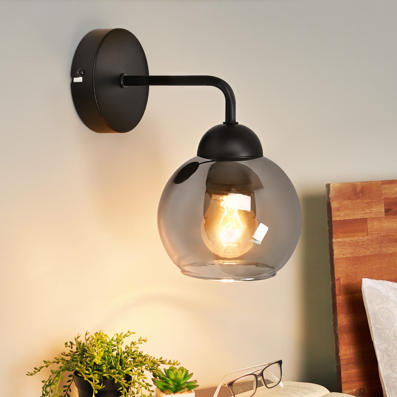 Nettlife aplique pared E27 negro 22x13