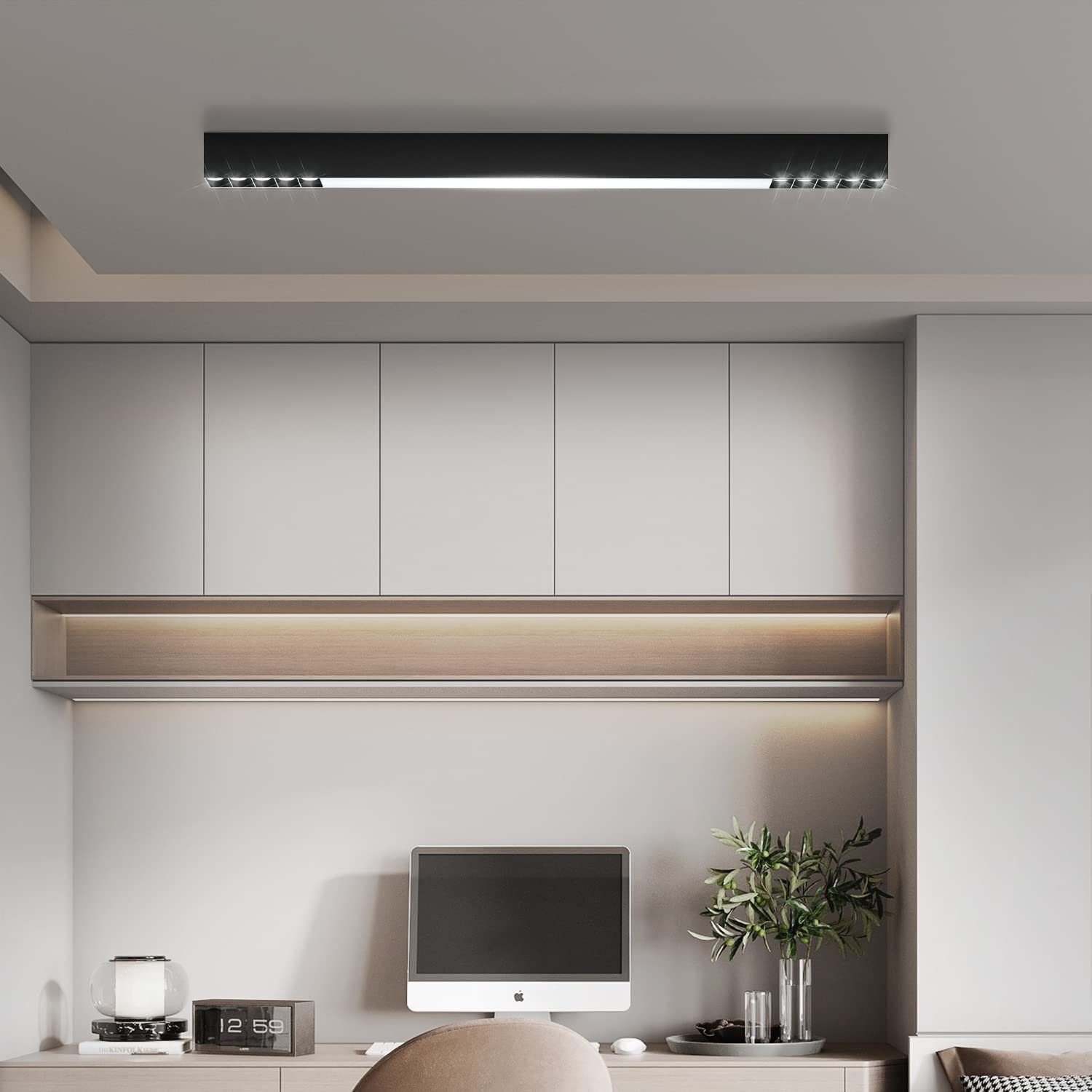 Nettlife plafon de techo LED negra plafon de sala de estar regulable