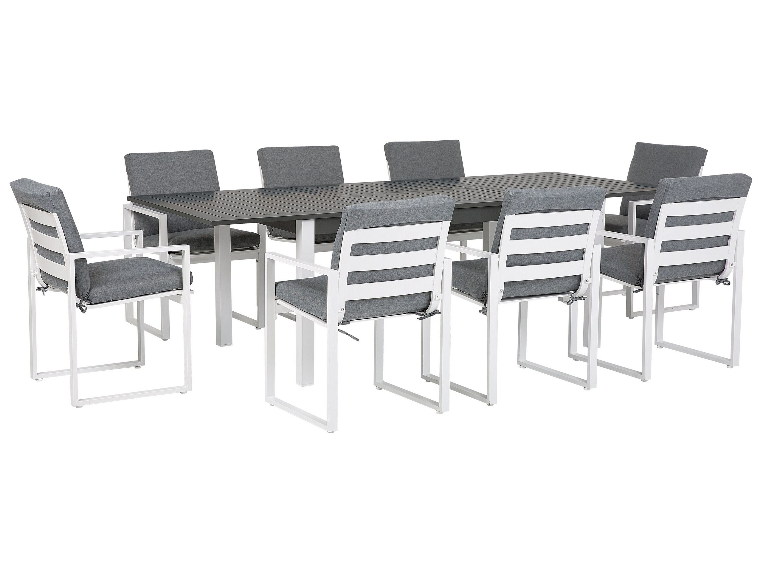 Conjunto de comedor exterior 8 plazas pancole con cojines metal gris