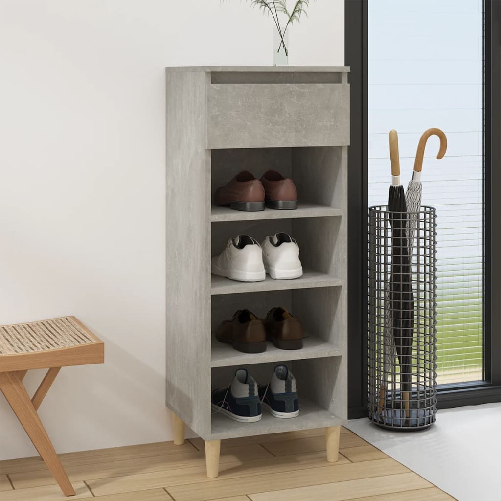 Mueble zapatero madera contrachapada gris hormigón 40x36x105 cm esxt2811