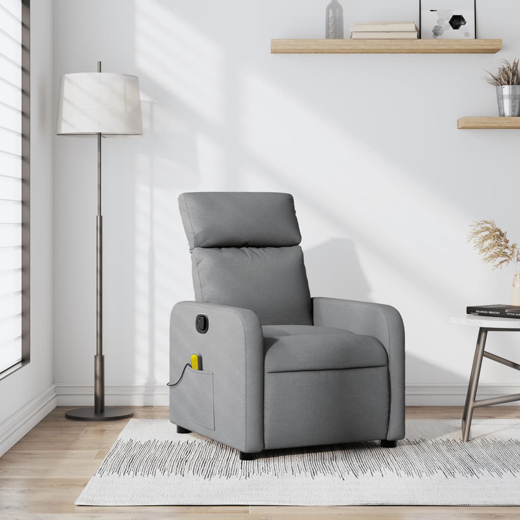 Sillón reclinable de masaje de tela gris claro qweo1812