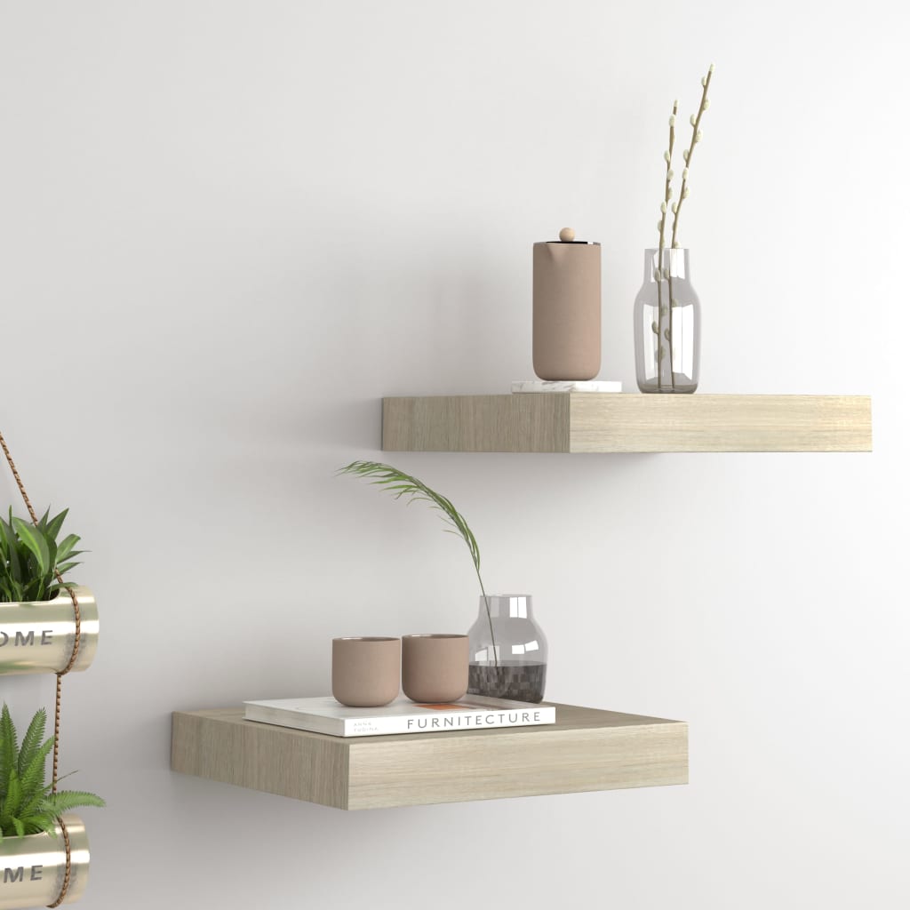 Estantes flotantes de pared 2 uds mdf roble 23x23,5x3,8 cm es8426
