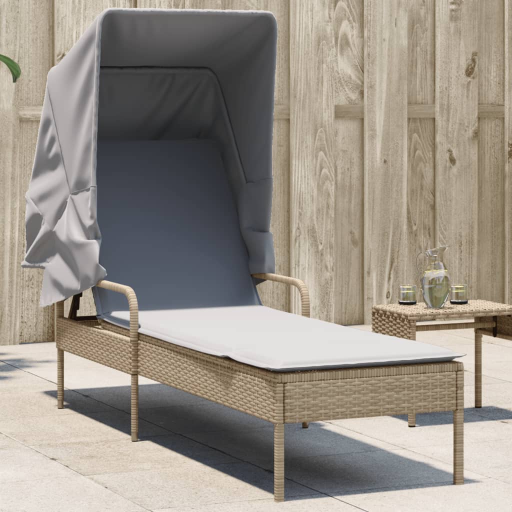Tumbona con capota ratán sintético beige ety5377223